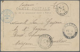 Französisch-Indochina: 1904/05 (ca.) Ppc (18) Franked On View Side, Inc. 6 Used To Tamatave/Madagasc - Storia Postale