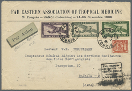 Französisch-Indochina: 1937/38, Correspondence Of Airmails (6) Hanoi - Batavia Via Bangkok, Each At - Brieven En Documenten