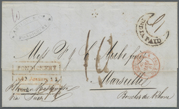 Br Indien - Used Abroad: FRENCH INDIA 1849-1871: Five Letters (one Part) From PONDICHERRY, With Three S - Other & Unclassified