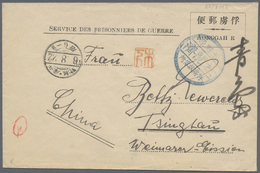 Br/ Lagerpost Tsingtau: Aonogahara, 1916/17, Special Camp Stationery, Used (4), All To Tsingtau From The - Cina (uffici)