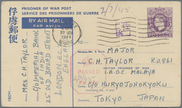 GA Japan - Besonderheiten: 1944, Three UK POW Air Mail Stationery Cards Used 1944 To POW In Malaya, C/o - Other & Unclassified