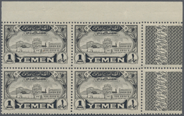 ** Jemen: 1947/1962, U/m Collection Of 50 Marginal Blocks Of Four From The Corners Of The Sheets (plus - Yémen