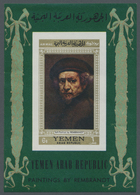 ** Jemen: 1968, Paintings By Rembrandt 6b. Miniature Sheet 'selfportrait' In A Lot With 25 Imperforate - Yémen