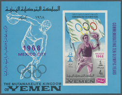 ** Jemen - Königreich: 1968, Summer Olympics Mexico Miniature Sheet 4b. 'Torch Bearer' With BLACK Count - Yemen