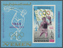 ** Jemen - Königreich: 1968, Summer Olympics Mexico Miniature Sheet 4b. 'Torch Bearer' With GOLD Countr - Yémen
