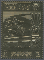 ** Jemen - Königreich: 1969, Summer Olympics Munich 1972 'Show Jumping' Perforated Gold Foil Stamps Inv - Jemen