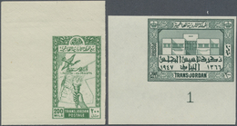 ** Jordanien: 1946/1947, U/m Assortment Of Imperforate Issues: 1946 Independence (Michel Nos. 193/201) - Jordanie