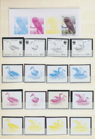 Korea-Nord: 2001/04 (ca.),  Single Colour Phase Printings Inc. Imperforated Of Birds, April Festival - Corée Du Nord