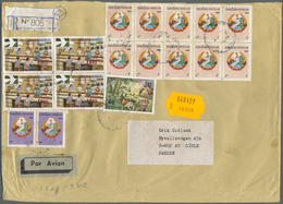Br Laos: 1979/85, Two Registered Airmail Covers "VIENTIANE" To Sweden, Inc. 1985 Overprints On 40 K., 5 - Laos