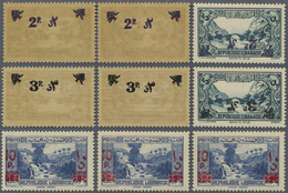 ** Libanon: 1943, Revaluation Overprints, Specialised Assortment Of 15 Stamps, Comprising Inverted, Dou - Liban