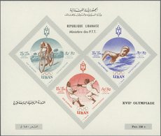 ** Libanon: 1961, Olympic Games Rome, Lot Of 63 Souvenir Sheets, Unmounted Mint. Michel No. Bl. 24, 2.2 - Liban