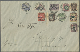 TO Liberia: 1909/15, Mostly Surcharged Values (8) Up To 30 C. Each Tied "REGISTERED HARPER LIBERIA MAR - Liberia