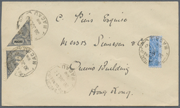 Br Macau: 1902, Envelope Bearing "6 AVOS" On 200 A Blue On Bluish And Pair Of 1903, 3 A Violet-grey/bla - Altri & Non Classificati