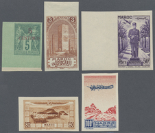 **/*/(*) Marokko: 1891/1952, Mint Collection Of 25 Different IMPERFORATE Stamps. - Marokko (1956-...)