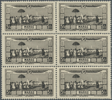 ** Marokko: 1928, Flood Relief, U/m Assortment Of 14 Complete Sets (blocks Of Four/block Of Six). Maury - Maroc (1956-...)