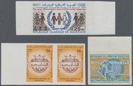 ** Mauretanien: 1962/2003 (ca.), Accumulation In Box With Stamps And Miniature Sheets Incl. Many IMPERF - Mauritania (1960-...)