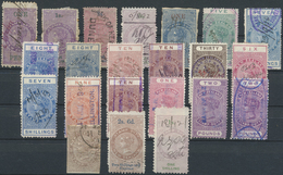 O Neuseeland - Stempelmarken: 1861/1903 (ca.), Interessante Partie Der Stempelmarken, Bis Zu Den Hohen - Postal Fiscal Stamps