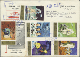 Br Oman: 1969/1971, "State Of Oman", Private Issue Of Exile Government, Lot Of Eight Covers, Thereof Si - Oman
