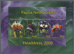 ** Papua Neuguinea: 2008, Papua New Guinea. HEADDRESSES. Lot Of 375 Souvenir Sheets Each Containing The - Papua Nuova Guinea