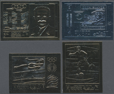 ** Ras Al Khaima: 1968/1972 (ca.), Collection With All Different GOLD And SILVER Foil Issues In Stockbo - Ras Al-Khaima