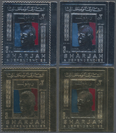 ** Schardscha / Sharjah: 1970 (ca.), Prominent Persons 'CHARLES DE GAULLE' Gold And Silver Foil Stamps - Schardscha