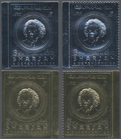 ** Schardscha / Sharjah: 1970, 200th Birthday Of Ludwig Van BEETHOVEN Gold And Silver Foil Stamps Inves - Sharjah