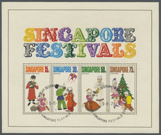 **/O Singapur: 1970/1979, Lot Of 13 Souvenir Sheets, Partly Toned Gum, E.g. 1970 Osaka (6), 1971 People's - Singapore (...-1959)
