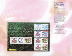 ** Singapur: 1991/1995, Stamp Exhibition SINGAPORE '95 ("Orchids"), Lot Of 100 Presentation Folders Wit - Singapur (...-1959)