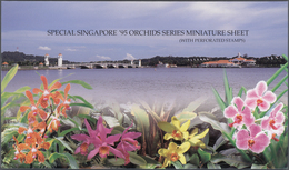 ** Singapur: 1995, Stamp Exhibition SINGAPORE '95 ("Orchids"), Special Souvenir Sheet With Orange Sheet - Singapore (...-1959)
