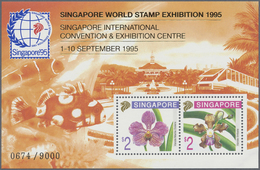 ** Singapur: 1995: Singapore '95 Orchids Series Souvenir Sheet With Frame In Orange (Singapore Cat. S95 - Singapur (...-1959)