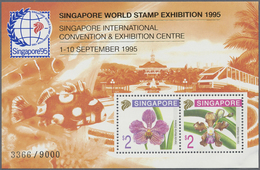 ** Singapur: 1995: Singapore '95 Orchids Series Souvenir Sheet With Frame In Orange (Singapore Cat. S95 - Singapur (...-1959)