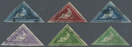 O Kap Der Guten Hoffnung: 1853-64: Group Of 21 Triangles Of All Denominations, From 4d. Blue On Blued - Cape Of Good Hope (1853-1904)
