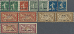 **/* Syrien: 1919, T.E.O. Overprints, Mint Assortment Of 19 Stamps Incl. Two Horiz. Pairs 5pi. On 40c., H - Syrie