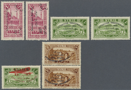 **/* Syrien: 1926/1929, Specialised Lot Of Varieties Of Overprint, Comprising E.g. Two Copies Maury 175 W - Syrie