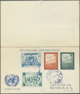 Vereinte Nationen - New York: 1957-59, 24 Postcards With Paid Reply, Both Parts Complete Used To Ita - Altri & Non Classificati