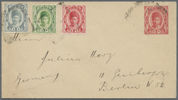 GA/Br Zanzibar: 1903 - 1911, Four Covers And One Postal Stationery Envelope With Uprated Franking, Interes - Zanzibar (...-1963)