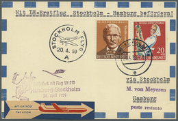 Br Flugpost Europa: 1928/1990, SCHWEDEN LUFTPOST, Vielseitiger Sammlungsbestand Von Ca. 250 Briefen Und - Autres - Europe