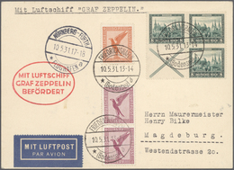 Br Zeppelinpost Deutschland: 1929/1936, Partie Mit 28 Karten Und Einem Brief, Schwerpunkt Bei Den Fahrt - Poste Aérienne & Zeppelin