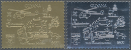 ** Thematische Philatelie: 1992, Guyana. Lot Of 100 GOLD Stamps And 100 SILVER Stamps Showing "Helicopt - Unclassified