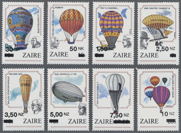 ** Thematik: Ballon-Luftfahrt / Balloon-aviation: 1994, ZAIRE: 200 Years Aviation Complete Set Of Eight - Trees