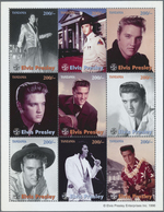 ** Thematik: Musik / Music: 1996, TANZANIA: ELVIS PRESLEY Set Of Nine In Sheetlet And Single Stamp In M - Music