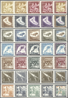 ** Thematik: Olympische Spiele / Olympic Games: 1968, Monaco. Lot Of 7 Trial Colors Strips Of 5 For The - Other & Unclassified
