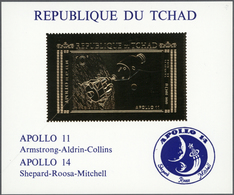 ** Thematik: Raumfahrt / Astronautics: 1971, Tchad, Apollo XI/XIV, Gold Issue, Perf./imperf. Stamp And - Altri & Non Classificati