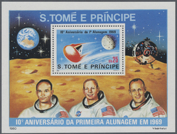 ** Thematik: Raumfahrt / Astronautics: 1980, SAO TOME E PRINCIPE: 10 Years Of Moon Landing Miniature Sh - Sonstige & Ohne Zuordnung