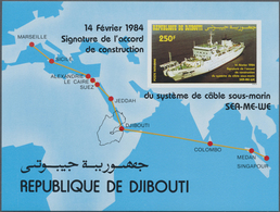 ** Thematik: Schiffe / Ships: 1984, DJIBOUTI: Miniature Sheet 'Cable Ship (SEA-MEWE-underwater Cable)' - Bateaux
