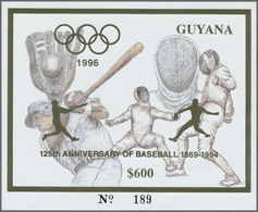 ** Thematik: Sport-Baseball / Sport-baseball: 1993, Guyana. Lot Of 100 GOLD Blocks $600 Olympic Games A - Baseball