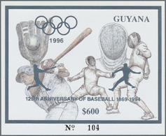 ** Thematik: Sport-Baseball / Sport-baseball: 1993, Guyana. Lot Of 100 SILVER Blocks $600 Olympic Games - Baseball