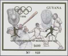 ** Thematik: Sport-Baseball / Sport-baseball: 1993, Guyana. Set Of 100 GOLD Souvenir Sheets And 100 SIL - Honkbal