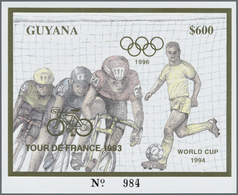** Thematik: Sport-Radsport / Sport-cycling: 1993, Guyana. Lot Of 100 GOLD Blocks $600 Olympic Games At - Cycling