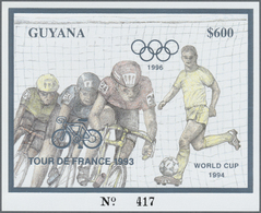 ** Thematik: Sport-Radsport / Sport-cycling: 1993, Guyana. Lot Of 100 SILVER Blocks $600 Olympic Games - Ciclismo